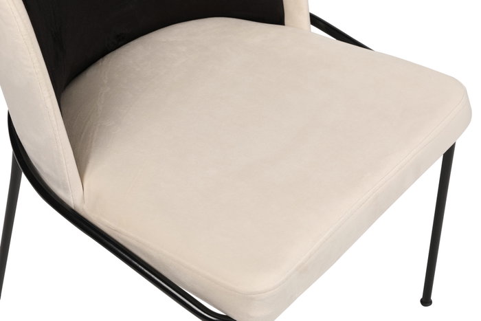 Hanah Home Dore 145 V2 Juego de Sillas de Terciopelo Negro y Crema